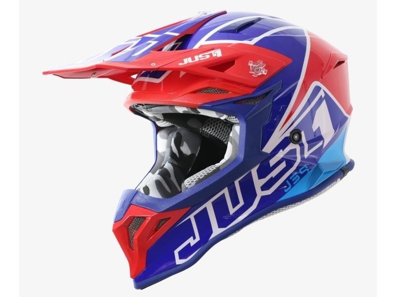 Just1 J39 casco moto cross ECE22.06 Thruster red blue white gloss - caschi cross