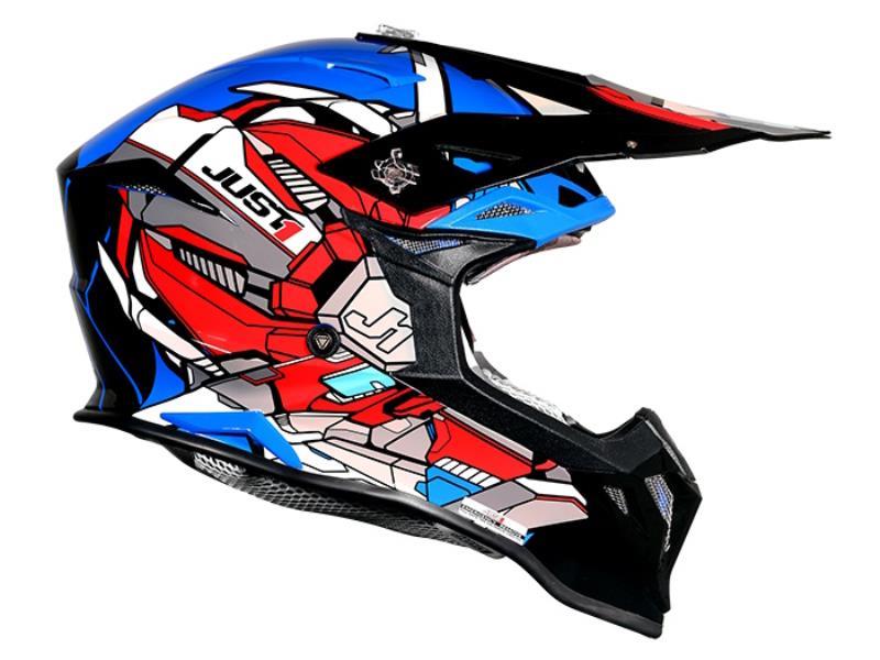 Just1 J39 casco moto cross ECE22.06 Suppressor red blue black
 - caschi cross