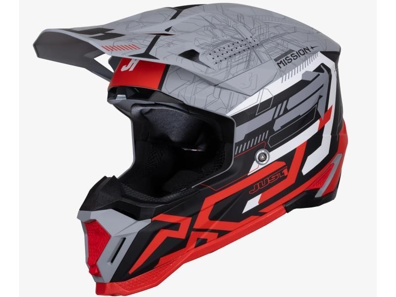 Just1 J40 casco moto crosso ECE 22.06 Mission Red Grey Matt - caschi cross