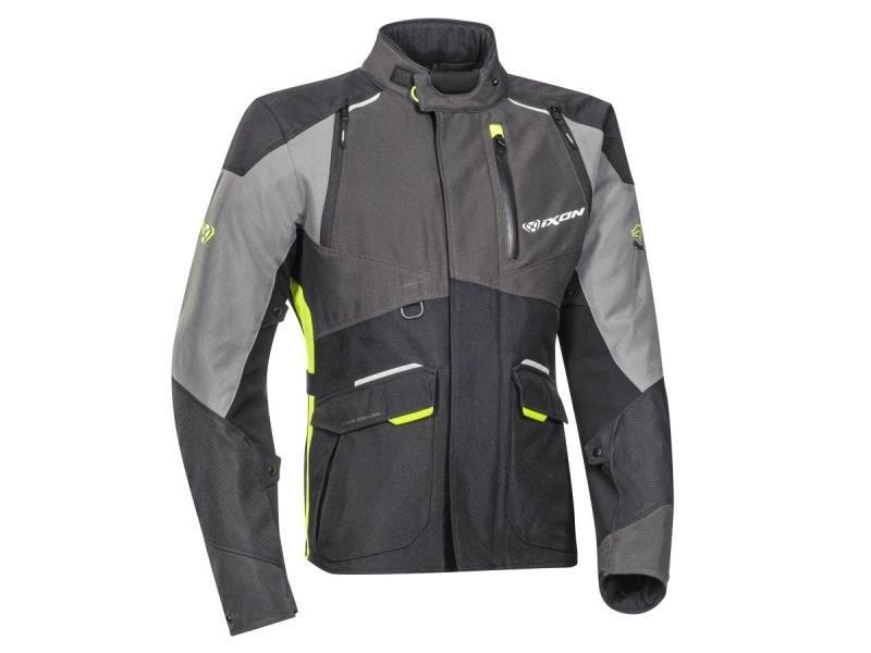 Ixon Balder giacca moto WP Nero / Grigio / Giallo fluo - giacche impermeabili