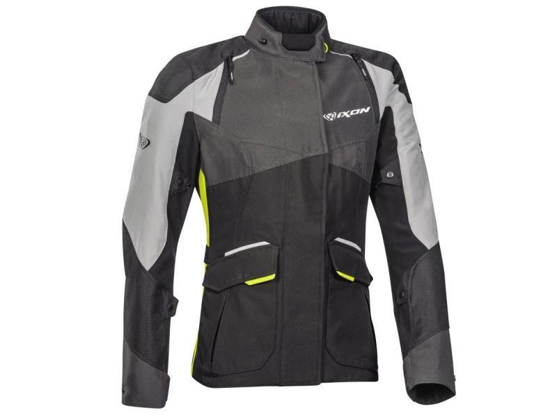 Ixon Balder lady giacca moto donna WP Nero / Grigio / giallo fluo - giacche impermeabili