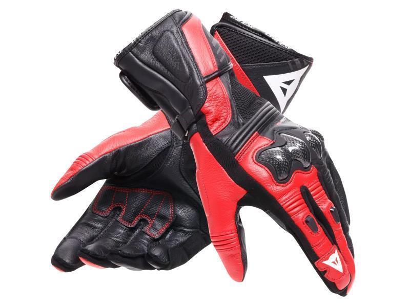 Dainese Reacto carbon long guanti moto strada sportivi B78 Black / Red Lava - guanti in pelle