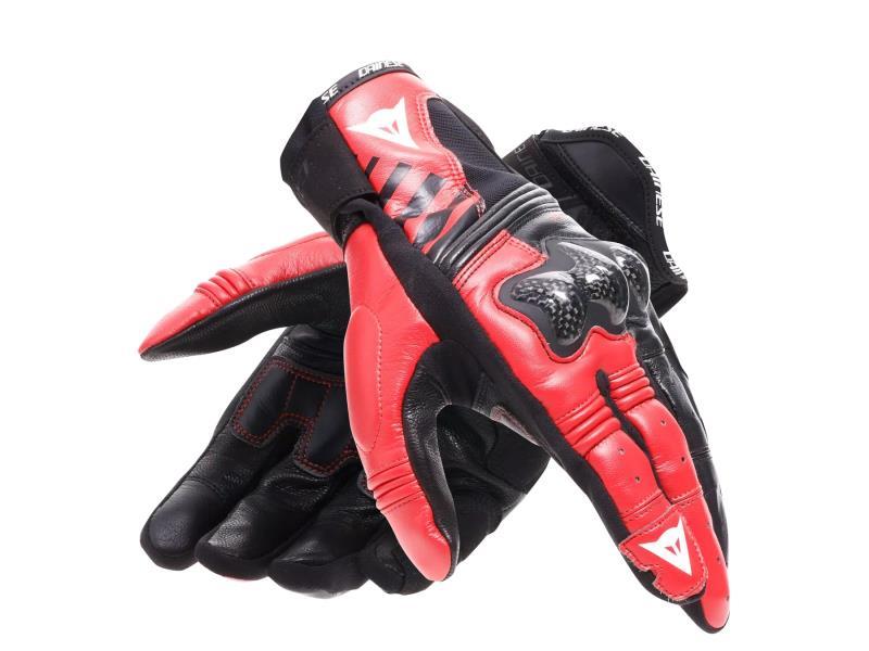 Dainese Reacto carbon short guanti moto corti strada sportivi B78 Black / Red Lava - guanti in pelle
