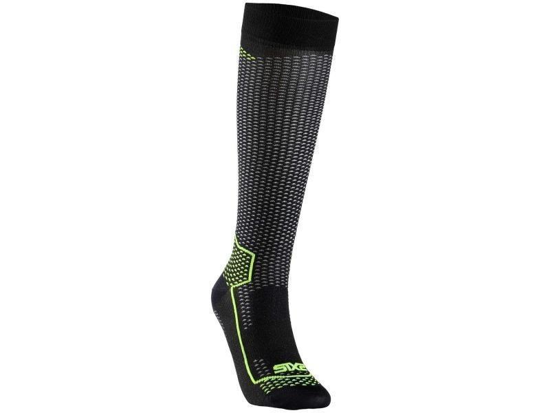 Sixs Long V3 calza da moto lunga tecnica Black Carbon / Yellow - calze