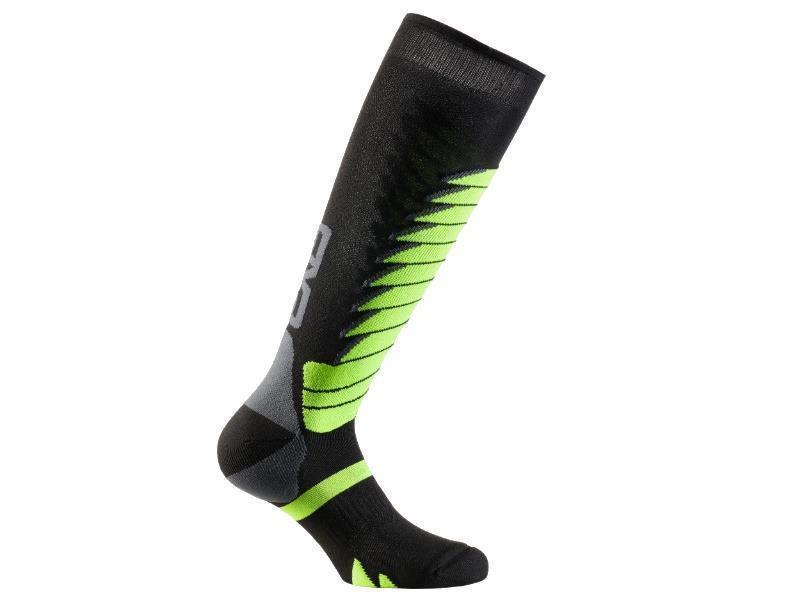 Sixs Speed V3 calza da moto racing lunga rinforzata Black / Green - calze