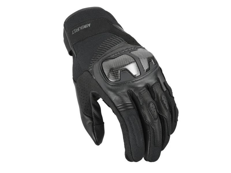 Macna Trekon guanti moto pelle e tessuto Air Burst Black - guanti in tessuto
