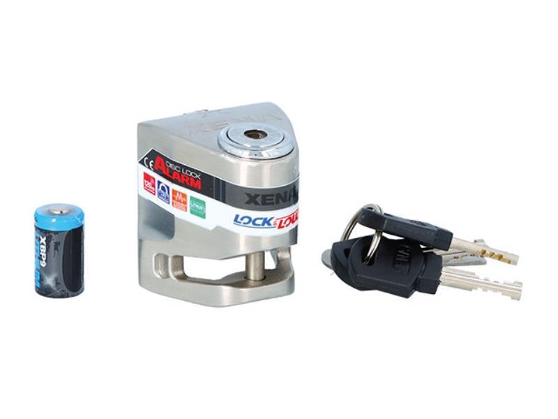Xena XV6 lucchetto blocca disco scooter con allarme 120db Argento 6mm - blocca disco e antifurti moto
