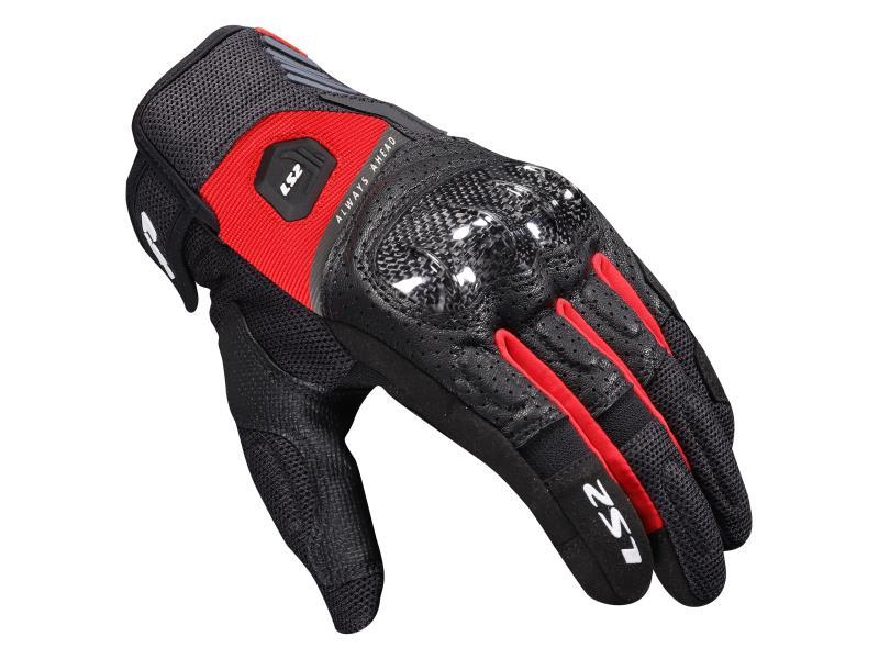 LS2 Atom guanti Black / Red - guanti in pelle