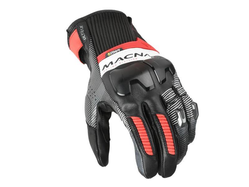 Macna Ultraxx 2.0 guanti moto corti sportivi Black / Red / White - guanti in pelle