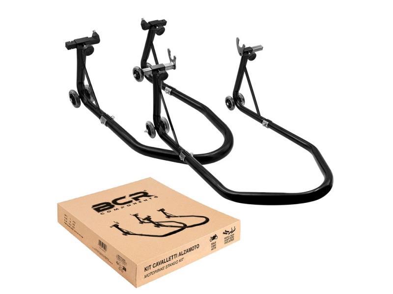 BCR Coppia cavalletti ant+ post universali Nero / Cono ant+V post - cavalletti moto