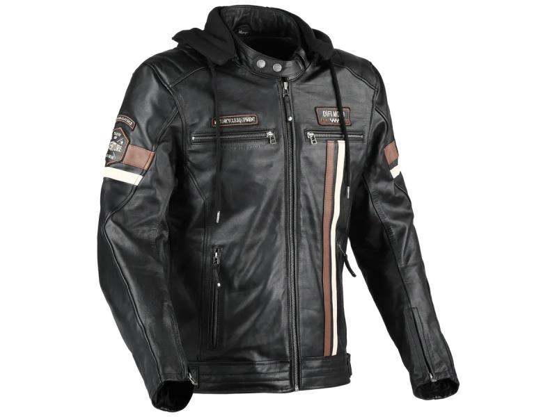 Difi Detroit 3 giacca moto in pelle retrò Nero - giacche in pelle