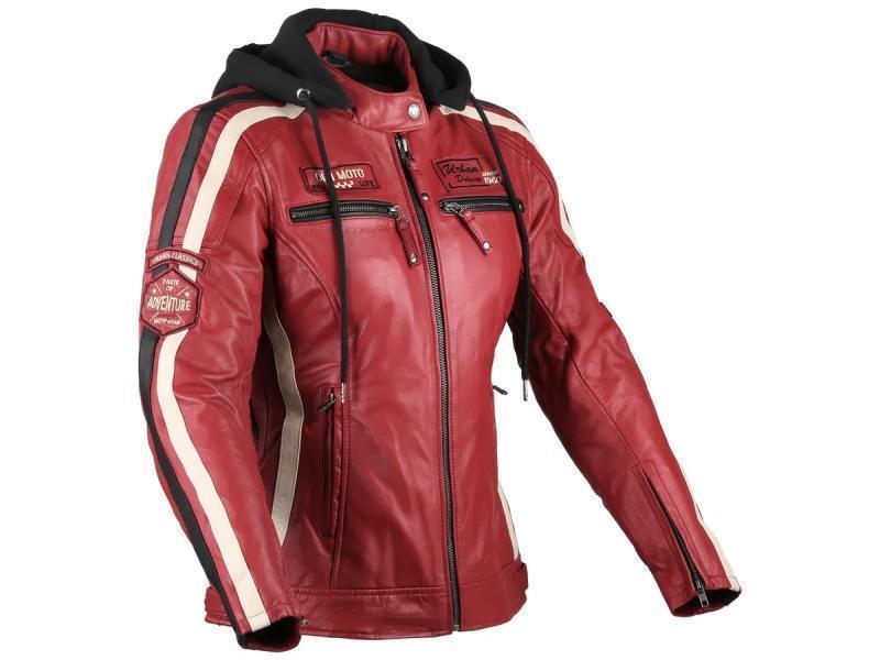 Difi Jolene 3 giacca moto donna in pelle Rosso / Nero - giacche in pelle