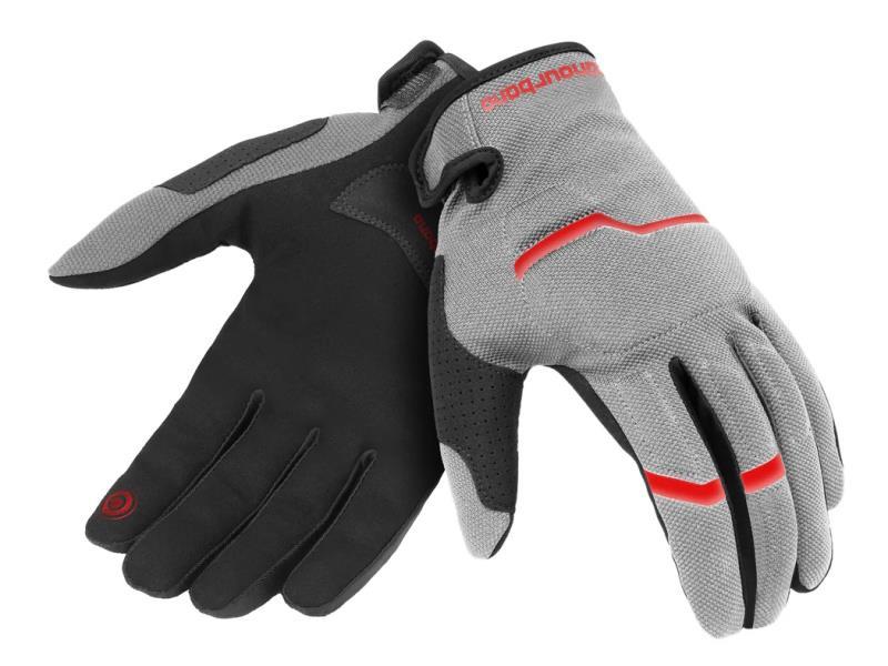 Tucano Miky Evo guanti moto estivi elasticizzati Grigio / Rosso - guanti in tessuto