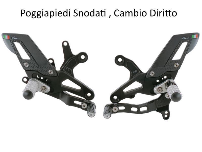 Lightech KA008 Pedane regolabili Kawasaki ZX6 R 09 / 26 Poggia piedi Snodati / Cambio dritto - pedane arretrate