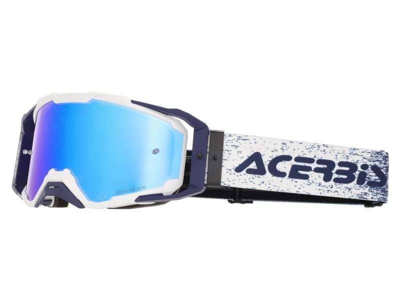 Acerbis Vitrion maschera moto cross lente a specchio 232 White/ Blu - maschere occhiali e lenti di ricambio
