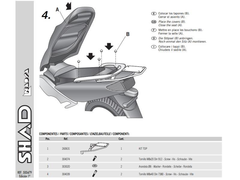 Shad Attacco post per baule Yamaha T Max 500 01/07 Nero - portapacchi e portavaligie