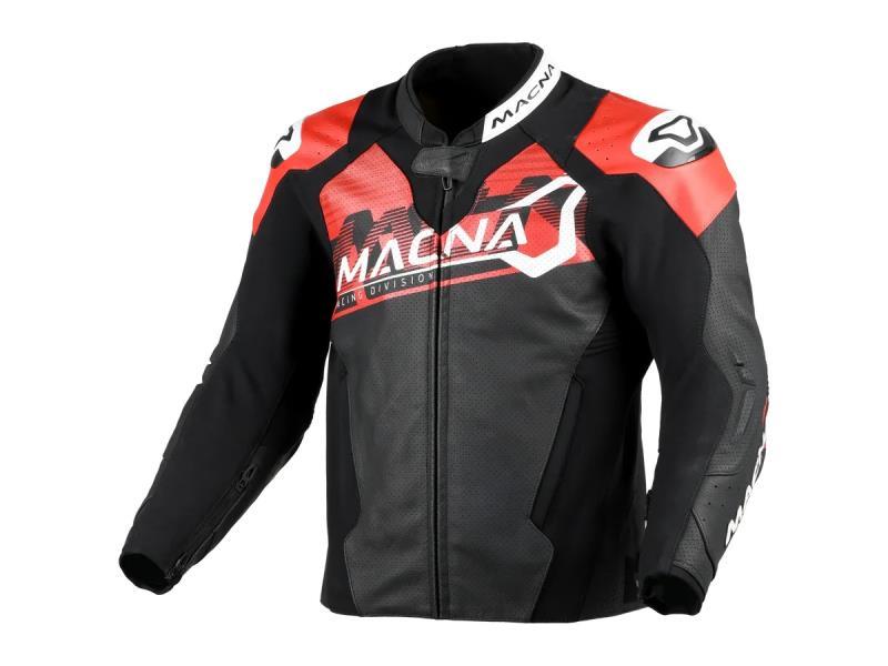 Macna Blitz giacca moto in pelle Black / Red / White - giacche in pelle