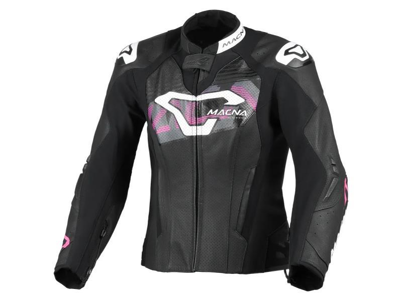 Macna Blitz Lady giacca moto donna in pelle Black / Pink / White - giacche in pelle
