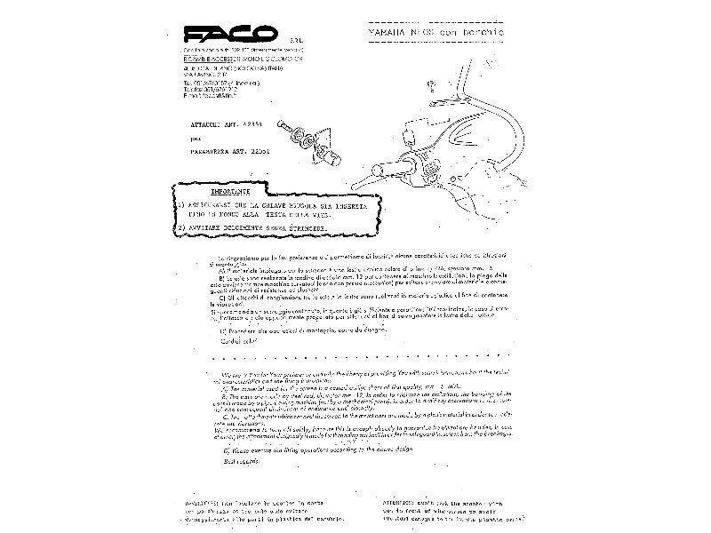 Faco 42351 Attacchi parabrezza Yamaha Neos 50 50 2T prima serie  - cupolini e parabrezza