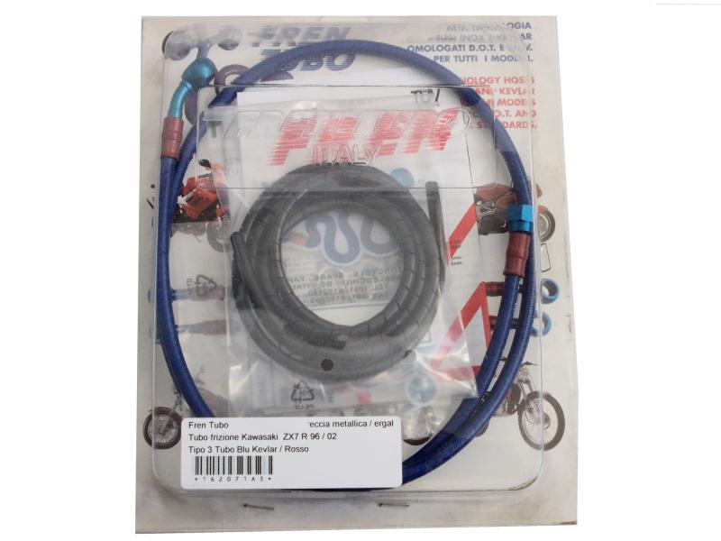 Fren Tubo Tubo frizione Kawasaki  ZX7 R 96 / 02 Tipo 3 Tubo Blu Kevlar / Rosso - tubi freno