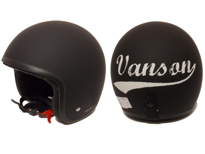 Vanson Casco Jet Fiberglass Vintage Nero Opaco L=58cm - caschi jet