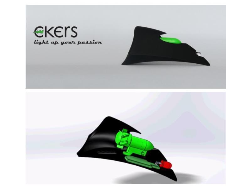Ekers Scia luminosa Ekers da applicare al casco Nero / Verde - ricambi