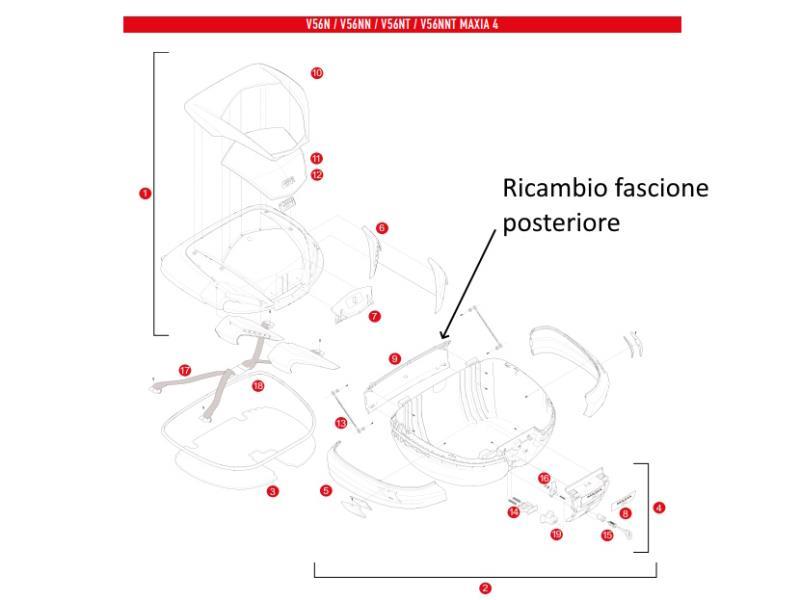 Givi Z692R Fascione posteriore Maxia E55 / V56N Grigio - optional e ricambi bauletti