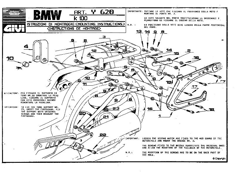 Givi Y620 Attacchi Wingrack BMW K100 Nero - portapacchi e portavaligie