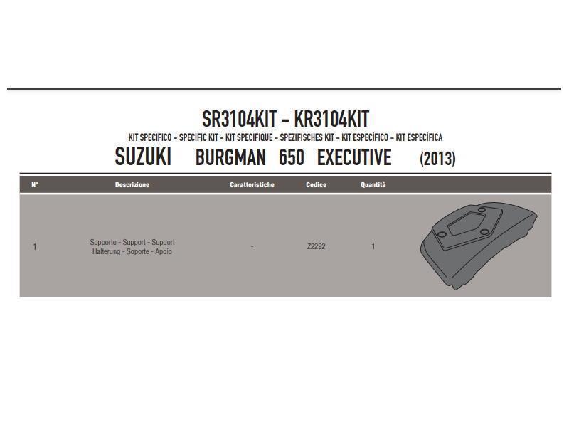 Givi SR3104KIT kit per montare SR3104/MM su Burgman 650 executive Nero - portapacchi e portavaligie