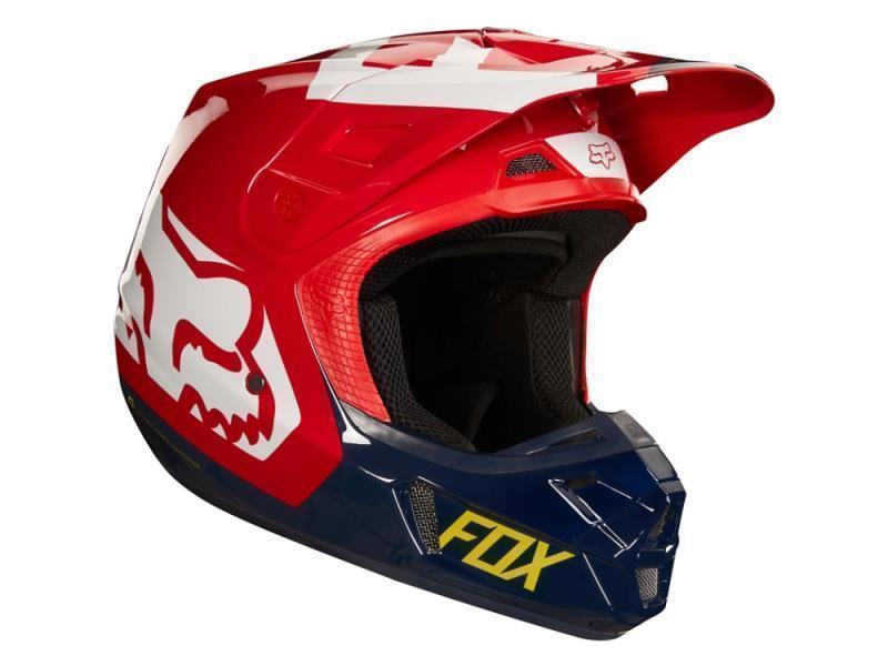 Caschi cross Fox V2 casco moto cross Preme - Navy / Red